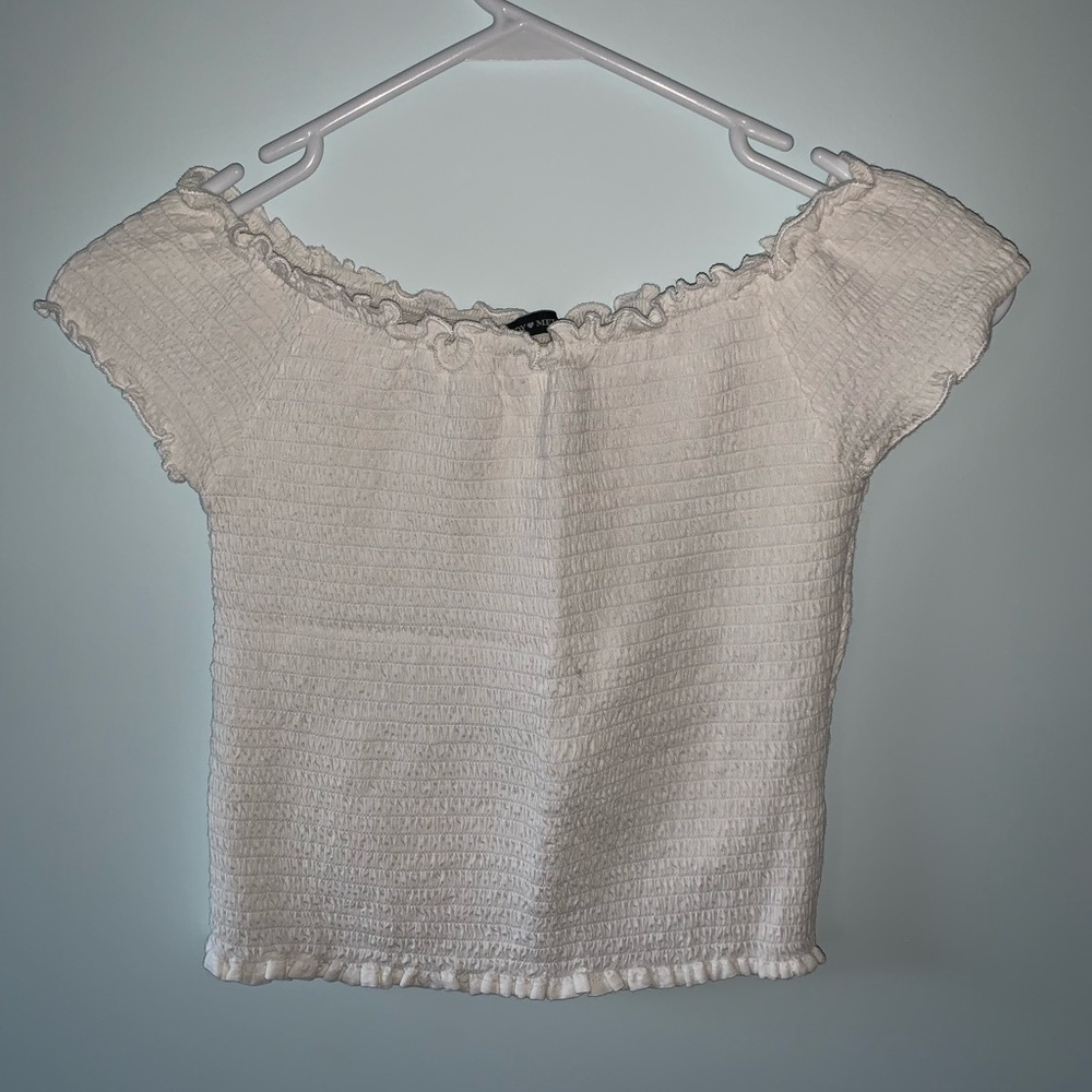 off the shoulder smocked top